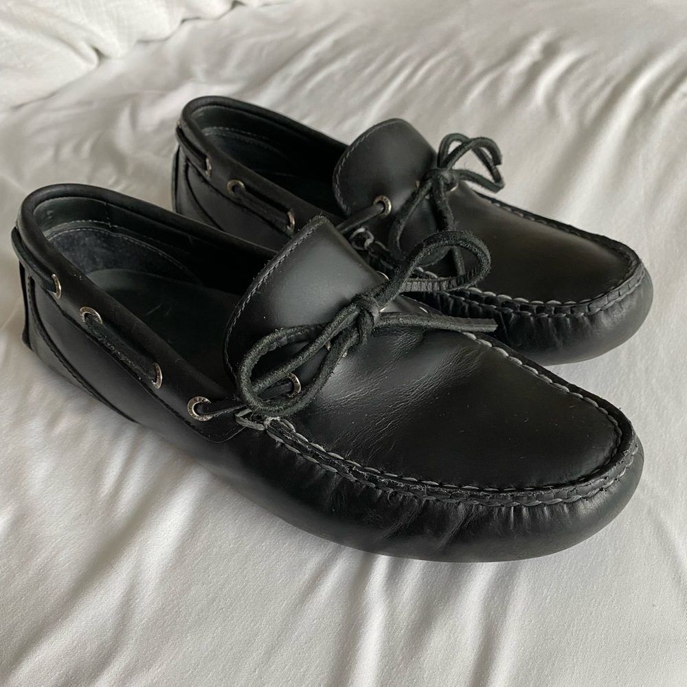 Mens Black Leather Sperry Loafers